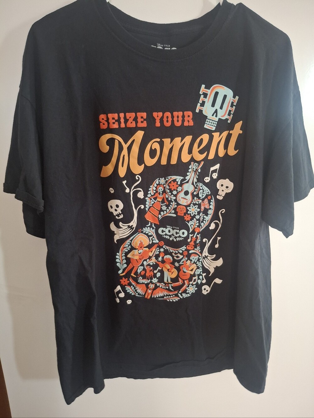 Disney Black 'Seize Your Moment' Graphic Tee with Orange & Cream Accents